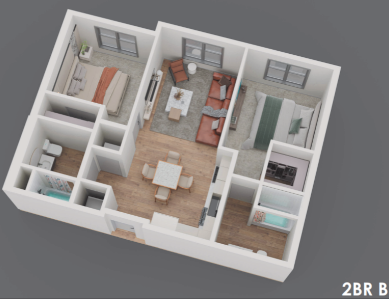 2 Bedroom, 2 Bathroom B
