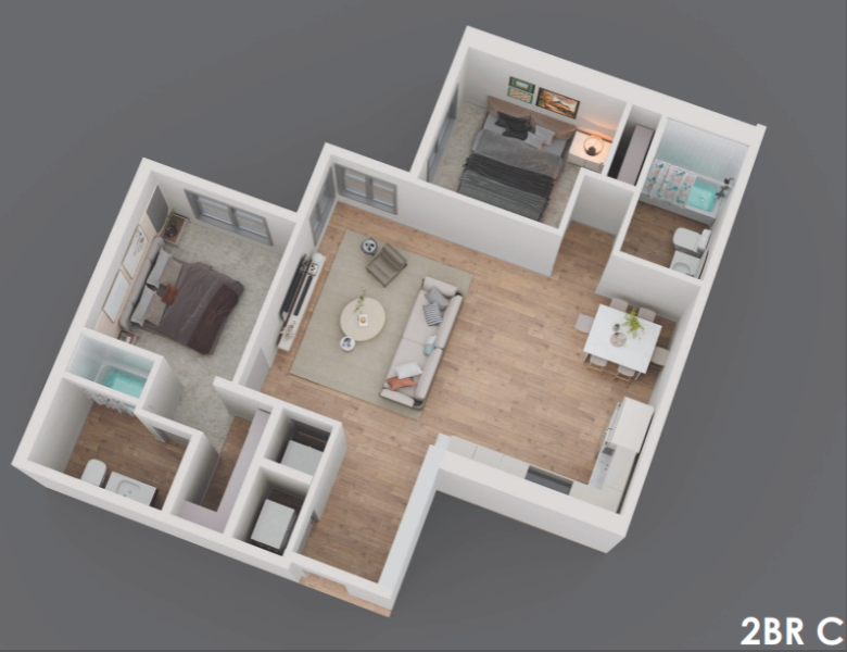 2 Bedroom, 2 Bathroom C